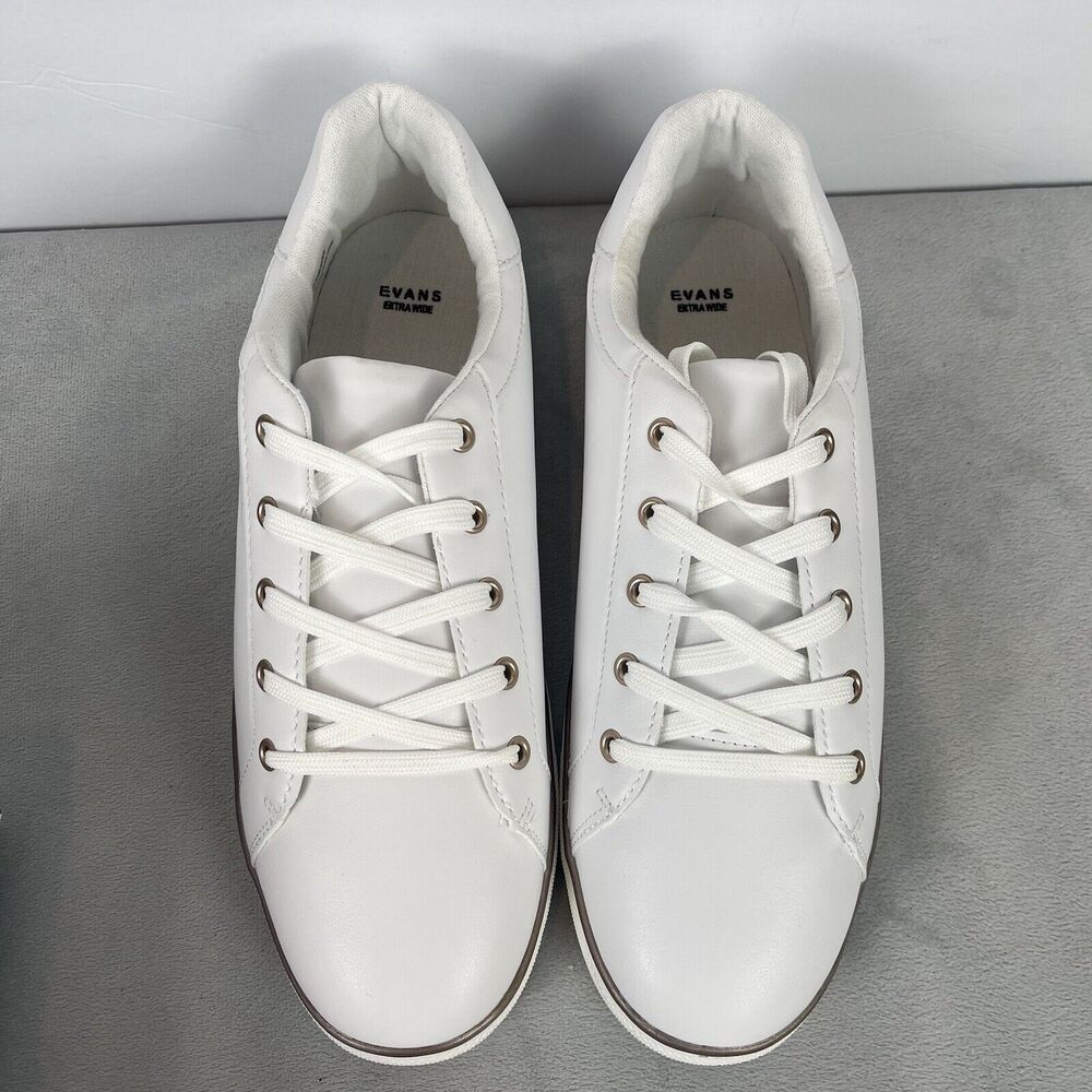 Evans Womens Lace Up Sneaker White Metal Strip Size‎ 11 Clean Girl Preppy Casual - Picture 3 of 10